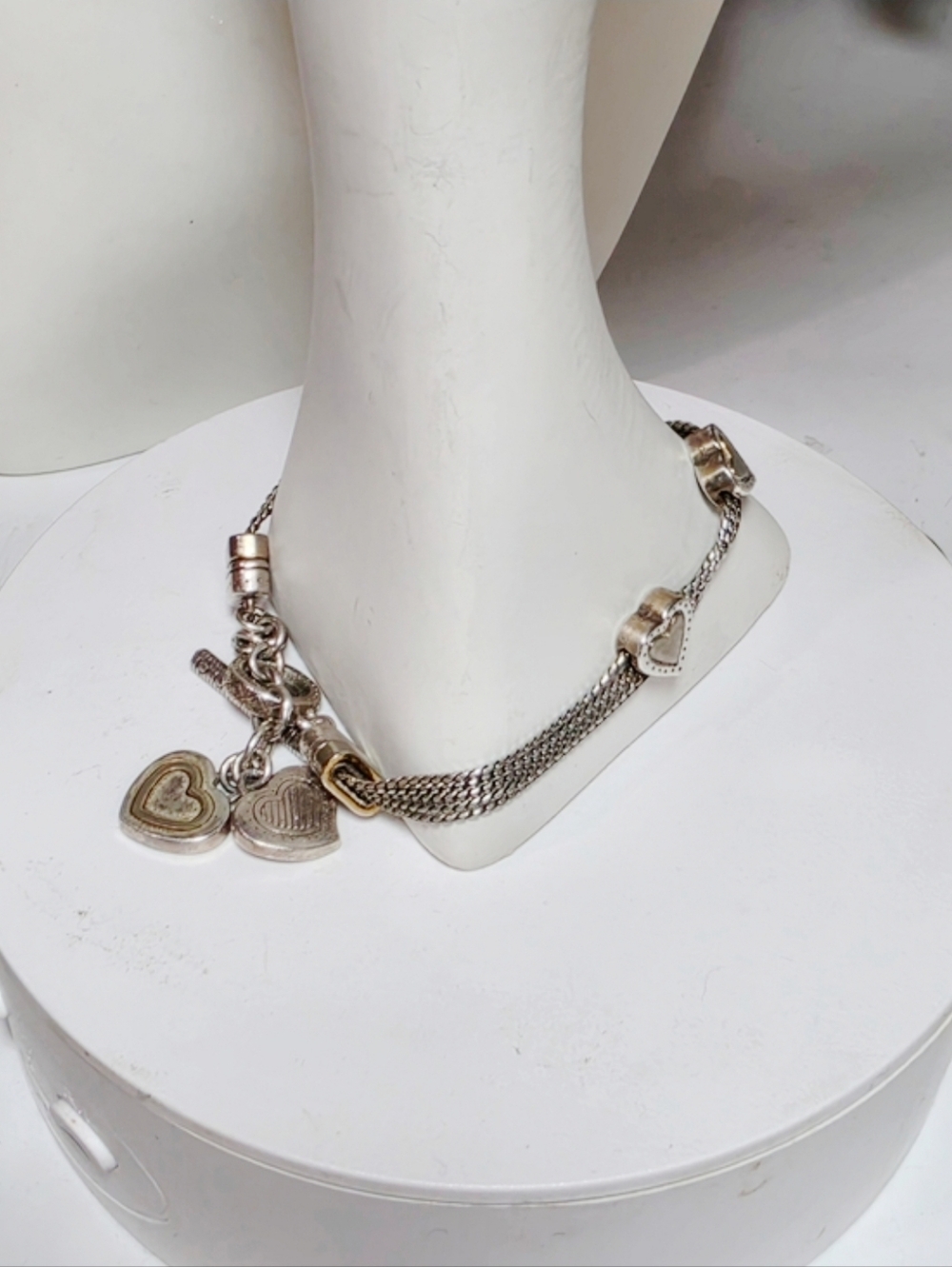 VINTAGE BRIGHTON BRACELET WITH HEART ❤️CHARMS AND TOGGLE CLASP